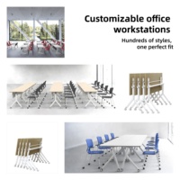 Table de conférence, bureau, table de réunion, mobilier de bureau design moderne, pliable, mobile avec roulettes