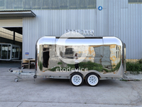 Camion de restauration mobile en acier inoxydable, entièrement équipé, avec design de toit carré, pour crêpes et hot-dogs