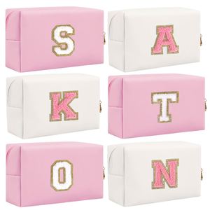 Embroidered Letter Cosmetic Bag Travel <b>Toiletry</b> Bag, Personalized Birthday Wedding Gift, Perfect Gift for Bridesmaids - Product Image 2