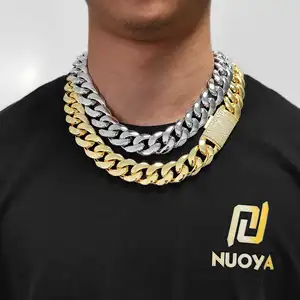 Unisex Hip Hop-Schmuck 18K Gold plattiert Messing kubanische Kette mit Diamant-Schlüssel schwer Miami kubanische Kette Halskette als Geschenk
