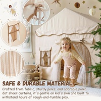 Grande tente de jeu pour enfants avec double porte, maisonnette de jeu pour filles et garçons, jeux d'imitation, polyester et coton, beige