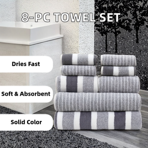 8ピースコーラルフリースバスタオルセット高級高品質ソフト肌にやさしい脱皮やフェード耐性毎日の使用 - Product Image 2