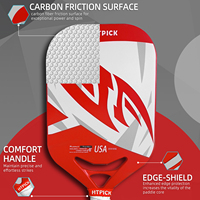 Pagaie Pickleball Fibre Carbone T700 Thermoformée Gen 3 PP Noyau HEX Léger Dur Sans Bord Set