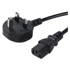 Venta al por mayor de fábrica Reino Unido enchufe de 3 pines PS4 cables de alimentación de CA cable de extensión con protector contra sobretensiones