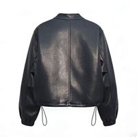 Veste courte en PU style coréen, col montant, fermeture éclair, écologique, pour femme, nouvelle collection automne, élégante, décontractée, sans lavage