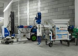 DERUTU DM-Mix Pompe de pulvérisation à double mélange motorisée pour mortier de construction et poudre sèche de gypse 5,5 kW Trémie 100 L - Product Image 4