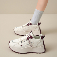 F893 Nouvelle Collection Printemps Chaussures Femme en Cuir Baskets Athlétiques Tendance Polyvalentes à Semelle Épaisse Plateforme Décontractées pour Femme