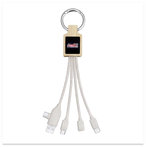 สายชาร์จเร็ว 5-in-1 USB-C PD พร้อมไฟ LED แสดงโลโก้ วัสดุทำจากฟางข้าวและไม้ เป็นมิตรต่อสิ่งแวดล้อม รองรับกระแสไฟ 3A สำหรับโทรศัพท์มือถือ เหมาะสำหรับเป็นของขวัญส่งเสริมการขาย - Product Image 6
