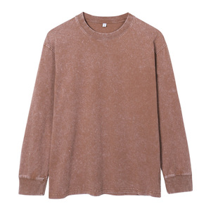Hot Sale High Street Trendy Brand New Long-Sleeve T-<b>shirt</b> Vintage Acid Wash Autumn Winter Solid Color T-<b>shirt</b> for <b>Men</b> - Product Image 6