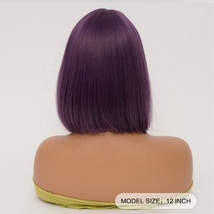 ผมตรงสีม่วงแบบสังเคราะห์ทนความร้อนสูง ความหนาแน่น 150% ปรับได้ ไม่ต้องใช้กาวติด  แบบลูกไม้ด้านหน้า  ขายส่งตามสั่ง Xouje - Product Image 6
