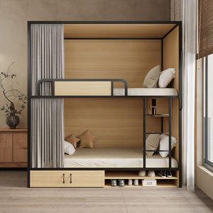 Dormitorio degli studenti del College doppio ferro acciaio legno letto a castello alti livelli bassi per la gioventù ostello Hotel camera da letto appartamento ospedale - Product Image 2