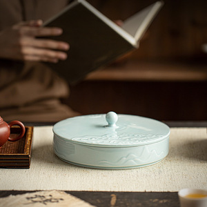 Chinese Style Porcelain Fruit Dish With Lid Round Luxury Retro Wedding Tea Party Serving Tray For Home Living Room - Product Image 3