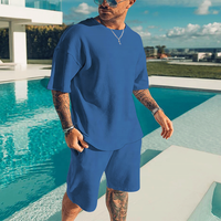 T-shirt à manches courtes pour hommes, ensemble 2 pièces, tenue de sport Simple, couleur unie, haut et Short décontractés, tendance,