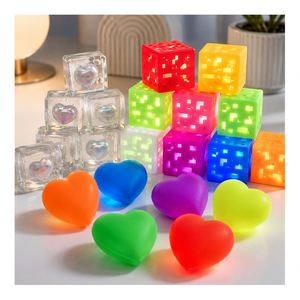 Fast Ship <b>LED</b> Flash Cube Heart Squeeze Toy Soft Squishy Stress <b>Ball</b> Fidget Sensory Kids Adults Gift Supply Distributor - Product Image 1