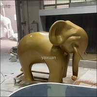 Escultura Abstracta Moderna de Elefante Dorado Pintado, Escultura de Metal Personalizada de Acero Inoxidable Grande para Jardín u Hotel