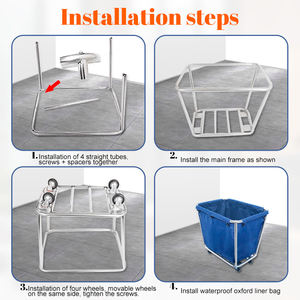 DaoSheng 헤비 듀티 호텔 룸 서비스 장비 하우스 키핑 스테인레스 스틸 청소 카트 트롤리 세탁 트롤리 - Product Image 5
