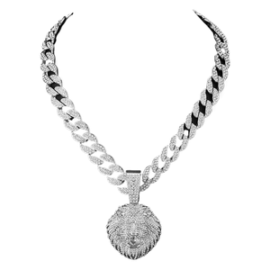 Colar com Pingente Estilo Europeu Americano, Pérolas Completas, Banhado a Ouro, Liga de Zinco, Corrente Cubana, Joias para Festas e Presentes - Product Image 1