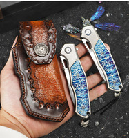 Couteau de poche personnalisé en acier M390, dureté 62HRC, manche en titane, couteau pliant à roulement à billes pour la survie en plein air