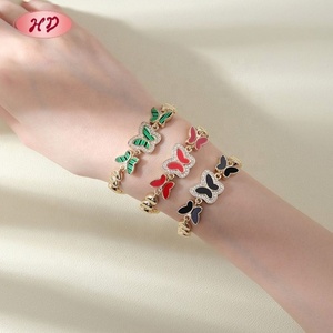 ผู้ค้าส่งกำไลข้อมือรูปหัวใจผีเสื้อเคลือบทอง 18K ทำจากทองเหลืองเคลือบสีดำ สำหรับผู้หญิง สวมใส่ได้ทุกวันและงานปาร์ตี้ เครื่องประดับ Aretes De Laton - Product Image 3