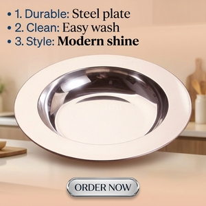 <span class=keywords><strong>Assiette</strong></span> <span class=keywords><strong>creuse</strong></span> en acier inoxydable de qualité supérieure, forme chapeau, bord large, idéale pour steak, salade, maison, restaurant, banquet, vaisselle de table - Product Image 3