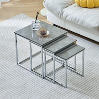 2025 nouveau Design gris miroir travertin marbre réfrigérateur nid Table basse ensemble canapé Table d'appoint métallique pour salon luxe