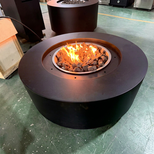 Cheminée extérieure ronde au bioéthanol avec brûleur en métal, design contemporain pour le chauffage de patio, autoportante - Product Image 1