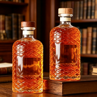 Nouvelle Arrivée Bouteille en Verre Transparente de 500 ml de Forme Irrégulière pour Whisky, Brandy, Gin et Vodka Haut de Gamme – Bouteille Vide pour Spiritueux et Liqueurs