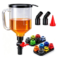 Kit de 18 Piezas para Vertido de Aceite de Motor, Antiderrame, Universal, 1.5L, con 12 Adaptadores Codificados por Color y Almacenamiento Magnético