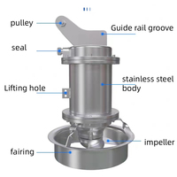 Mélangeur submersible QJB 1,5 kW, sortie d'usine, acier inoxydable 304, avec roue à aubes de 260 mm, 980 tr/min, agitateur de plongée pour station d'épuration des eaux usées