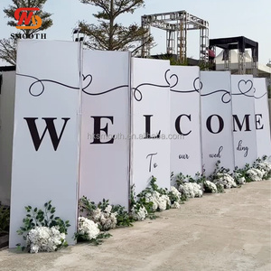 SMOOTH Welcome Custom Printed Fabric Partition <b>Screen</b> Metal Stand Arch with Fabric stand for Wedding Entrance Reception Decor - Product Image 5