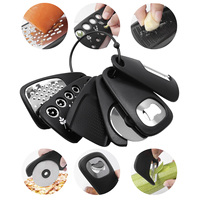 6-delige keuken gadgetset inclusief knoflookpers, fruitmes, kaasschaaf, pizzames, kruidenstripper en flesopener