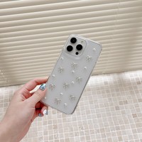 Nouvelle coque élégante transparente avec nœud 3D en résine pour iPhone 16 15 14 13 12 11 Pro Max, étui de téléphone scintillant avec diamants pour iPhone 16 Plus