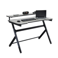Bureau de jeu contemporain chaud en usine avec étagère de rangement surélevée à cadre robuste et bureau spacieux pour PC Gamers Home Office