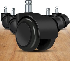 अस्पताल और लिविंग रूम के उपयोग के लिए ब्रेक के साथ 5 ब्लैक ऑफिस चेयर कैस्टर्स 2 इंच पॉलीयूरेथेन/नायलॉन व्हील - Product Image 1