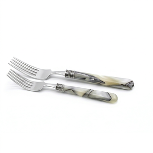 Elegant Silver Cutlery <b>Set</b> Stainless Steel With Cream And <b>Grey</b> Marble Handle Stylish Flatware For <b>Dining</b> <b>Table</b> And Kitchen - Product Image 1