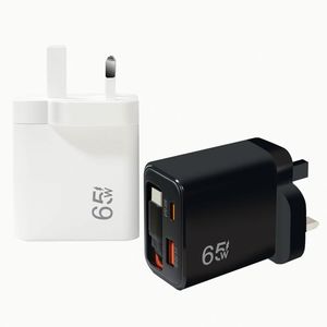 65W UK/US/EU 2-Port USB A+<b>C</b> Travel Charger Retractable <b>C</b> <b>Cable</b> PD QC 3.0 Fast <b>Charging</b> for Mobile Phone Power Adapter - Product Image 1