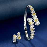 HIBRIDE nouveau luxe 2 pièces cubique zircone bracelet anneau ensembles pour femmes mariée mariage fête accessoires haute qualité S-005