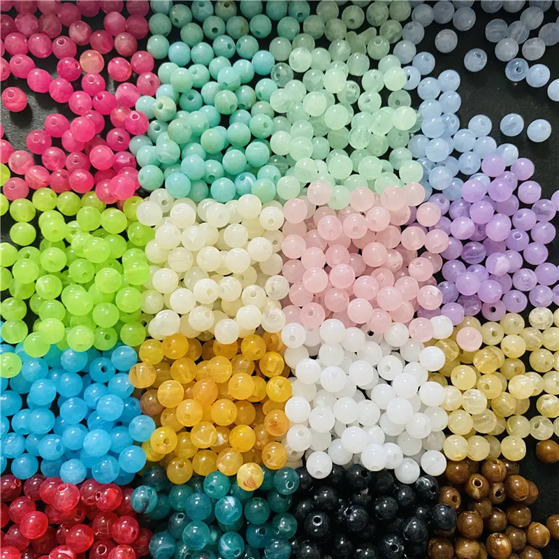 Yeni gelenler toptan akrilik çift renk yuvarlak dağınık boncuklar doğrudan delik plastik boncuk takı yapımı için