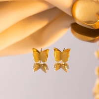 Joyería de Moda para Mujer con Certificación CE, Collar y Pulsera de Acero Inoxidable Chapado en Oro con Diseño de Mariposa, para Compromiso, Aniversario, Fiesta