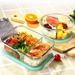 High Borosilicate Glass Lunch Box Container / 2 Compartment Food Container  - China 1040ml Lunch Box and Food Container price