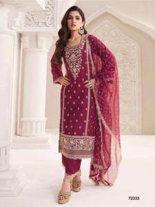 Venta al por mayor de Salwar kameez de seda con bordado traje pakistaní de trabajo con Dupatta para ocasiones festivas de proveedor indio - Product Image 3