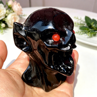 Statue de vampire en obsidienne naturelle de 7,8 cm - Figurine en cristal sculptée à la main pour la décoration d'Halloween