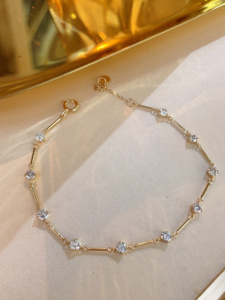 Xinfly 18K <b>Solid</b> <b>Gold</b> Natural Diamond Bracelet Link Chain Bracelet Handmade Bracelet Women Daily Wear - Product Image 1