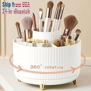 Organizador de Maquillaje Giratorio de 360°, Caja de Almacenamiento de Cosméticos de Plástico Transparente, Soporte Giratorio para Brochas, Lápices Labiales y Productos para el Cuidado de la Piel - Product Image 1