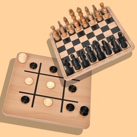 Fournisseur personnalisé Jeu d'échecs en bois de luxe 3 en 1 Jouet éducatif fabriqué à la main Cadeau avec logo personnalisable