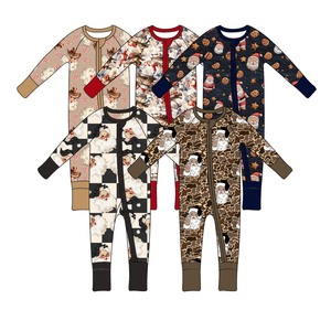 Pyjamas pour enfants Qingli OEM sans droits de douane, barboteuses en bambou, vêtements personnalisés pour nouveau-nés, barboteuses à manches longues en bambou pour bébés - Product Image 2
