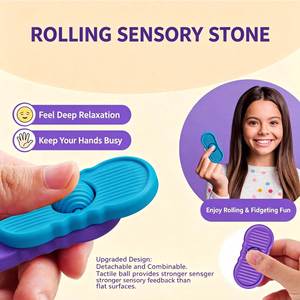 Sensory Stress Stones Fidget <b>Toy</b> Silicone Multi-Texture Slider <b>Anxiety</b> Relief Calming ADHD Autism Kids <b>Adults</b> 4 Pack Wholesale - Product Image 3