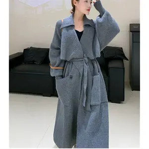 OULAIYADI परिधान कपड़े आकस्मिक Thickened लंबे कार्डिगन स्वेटर कोट बुनना सर्दियों महिला कोट