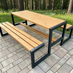 Factory Wholesale Outdoor Picnic <strong>Tables</strong> PS Wood Metal Dinning for Restaurant <strong>Table</strong> <strong>and</strong> Chairs Outside Patio <strong>Table</strong> <strong>and</strong> <strong>Bench</strong> <strong>Set</strong> - Product Image 4