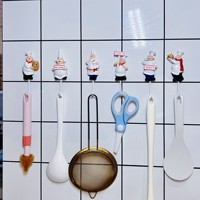 Crochet mural adhésif décoratif créatif en résine, design de statue de chef de style européen, pour cuisine